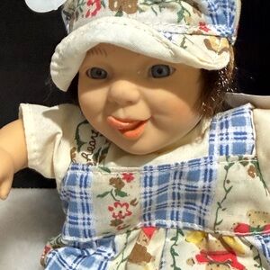 Vintage Gi-GO Bean Bag Kids Expression Smile Face Boy 8" Baby Doll Palm Pal